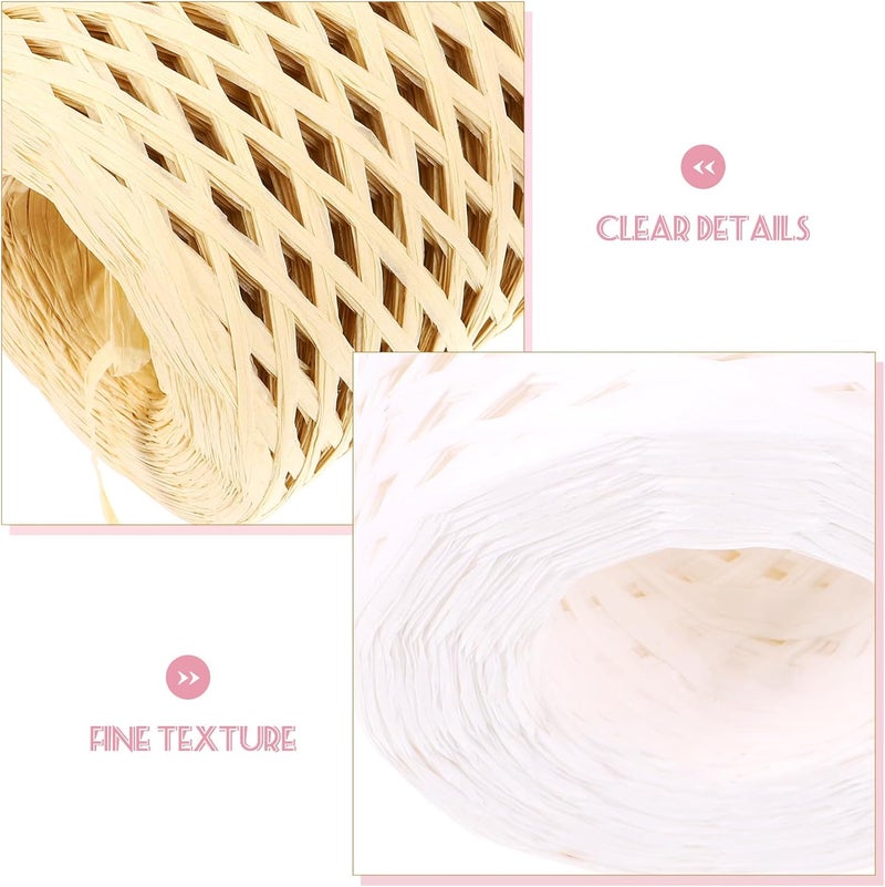 Healifty 4 Rolls Raffia Twine Ribbon Set Wrapping DIY Accessory (Light Cream, Grass, Natural, Peach) Decorative Craft Twine for Christmas Packing and Handmade Projects - Image 3