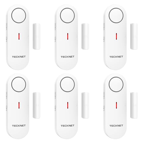 TECKNET Door Alarms for Kids Safety Window Alarm Pool Alarms Door Alarm for Home Security 2in1 Alarm Chime 3Level Volume Control Wireless Alarm for House Hotel Cars Sheds Caravans 6 Pack - Image 1