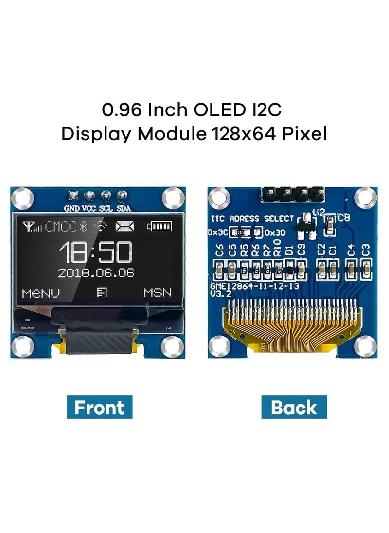 Generic - OLED Module 128x64 Pixel, 5 Pcs 0.96 Inch OLED I2C IIC Display Module 12864 SSD1306 Mini Self-Luminous OLED Screen Board Compatible with Arduino Raspberry Pi (White) - Image 1