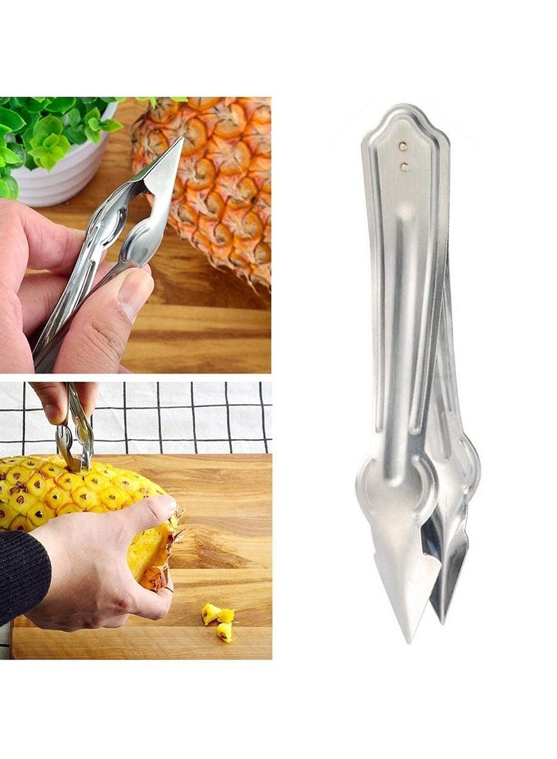 2 Pack Stainless Steel Pineapple Eye Remover Tool Strawberry Huller Tomato Core Remover Practical Seed Remover Clip Slicer Clip Fruit Kitchen Tool V Shape Peeler  - Image 5