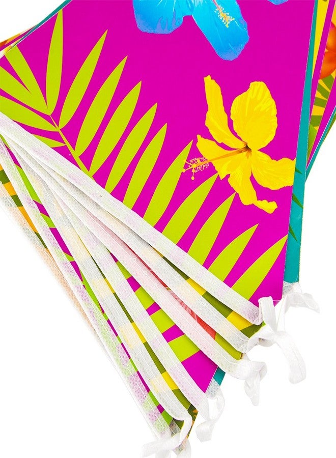 FEPITO 2 Pack Hawaiian Bunting Banners Luau Tropical Bunting 6 Meters for Summer Luau Tiki Beach Party Decorations - Image 3
