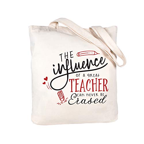 ELEGANTPARK Teacher Appreciation Gifts for Women Teacher Gifts for Valentines Day Birthday Graduation Christmas Thank You Ivory Cotton Canvas Tote Shoulder Bag with Interior Pocket