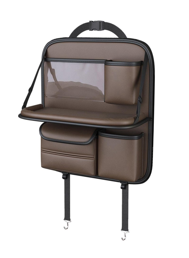 SOLARAE Backseat Organizer, Vehicle Protector Organizers, Car Seat Back Storage Bag, Durable Rear Seat Car Interior Supplies, Kick Mats Back Seat with Foldable Tray, Automotive Seat Storage Bag for Cars - Image 1