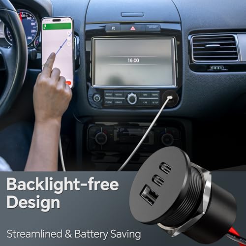 Acegoo 78W 12V USB Outlet, Dual 30W PD3.0 Type-C & 18W QC3.0 Aluminum Car Charger Socket, Multi Port Fast Charging Replacement Socket Accessories for RV Camper Trailer Truck Boat (2 Pcs) - Image 4