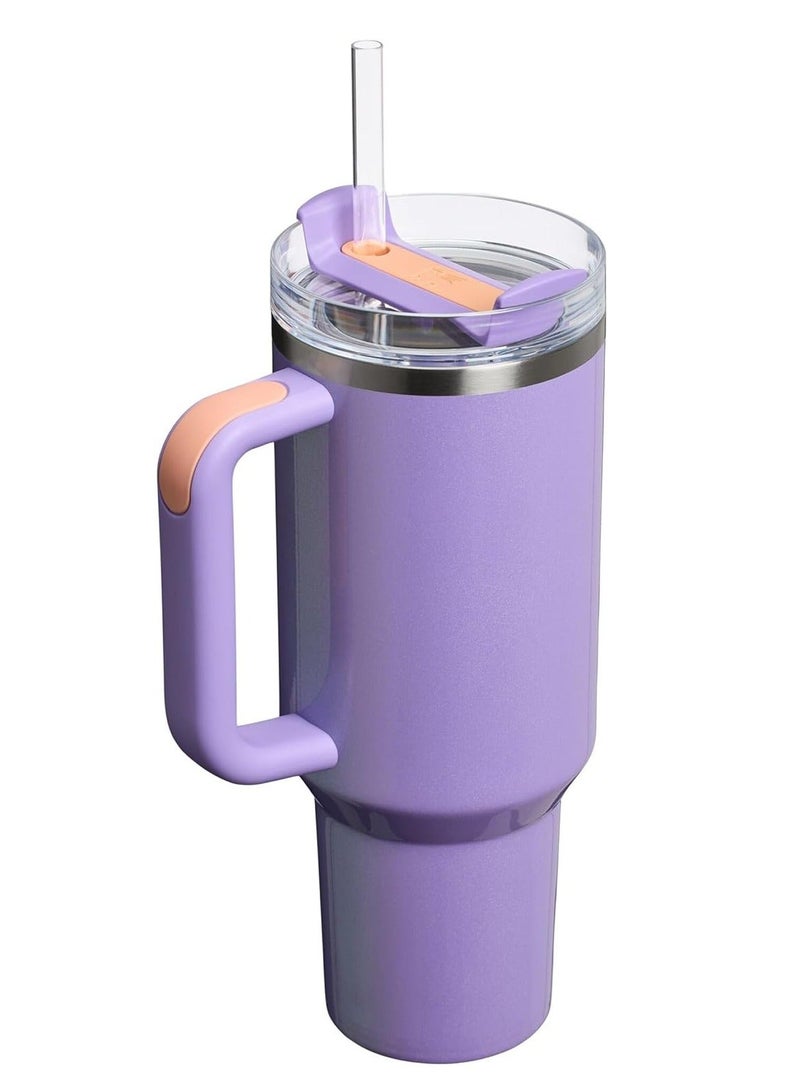 Stanley Tumbler– Cold for 11 Hours – Iced for 48 Hours – Metal Water Bottle with Straw, Handle and Lid – Dishwasher Safe – Travel Mug for Cold Drinks – Periwinkle Shimmer | Cold For 11 Hours - Iced For 48 Hours - Image 2