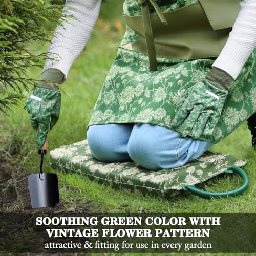 Colwelt Garden Tools Set, 8 Piece, Heavy Duty Gardening Tools with Wooden Handle, Including Garden Tote, Kneeling Pad, Gloves, Pruner, Trowel, Tulip Trowel, Cultivator - Gardening Gifts for Women Men - Image 4