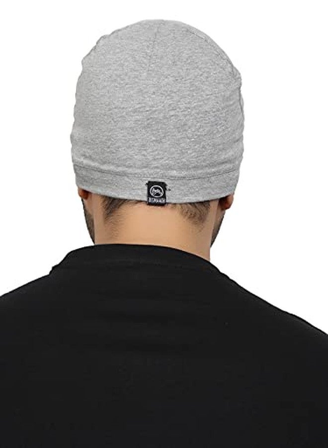 BISMAADH Men's Cotton Cap (LG Cotton-Mlg_Light Grey_Free Size) - Image 2