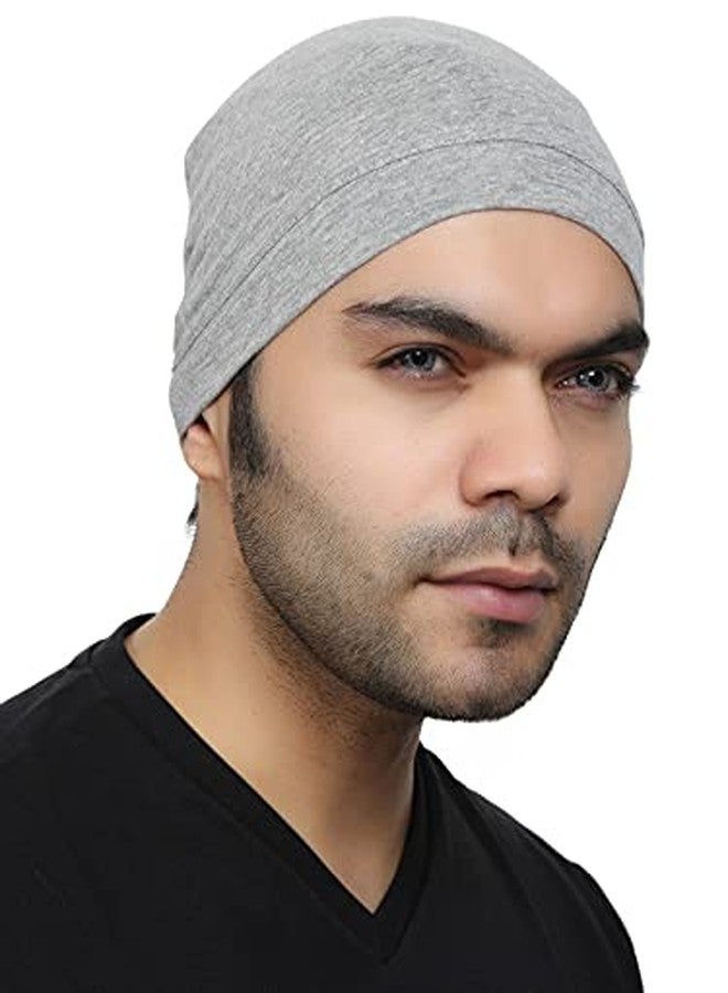 BISMAADH Men's Cotton Cap (LG Cotton-Mlg_Light Grey_Free Size) - Image 1