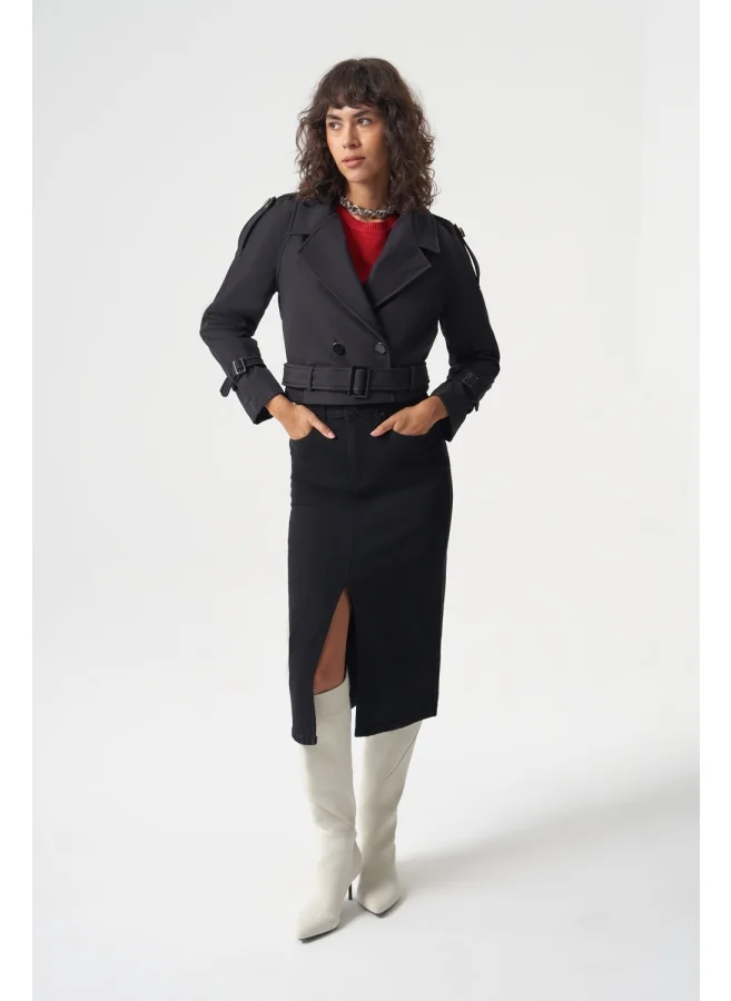 MIZALLE Short Coat With Raising