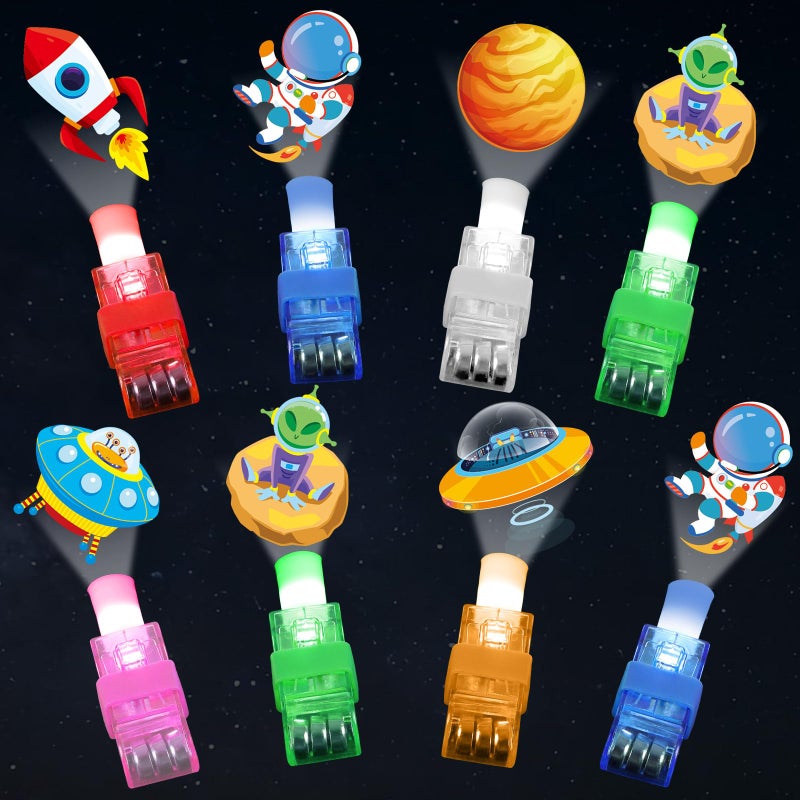 CHUNNIN 36 PCS Outer Space Party Favors Planet LED Light Up Finger LightsGlow in the Dark Spacecraft Astronaut Party Bulk for Christmas Goodie Treat Bags Stuffers Galaxy Theme Birthday Supplies - Image 3