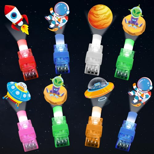 CHUNNIN 36 PCS Outer Space Party Favors Planet LED Light Up Finger LightsGlow in the Dark Spacecraft Astronaut Party Bulk for Christmas Goodie Treat Bags Stuffers Galaxy Theme Birthday Supplies - Image 1