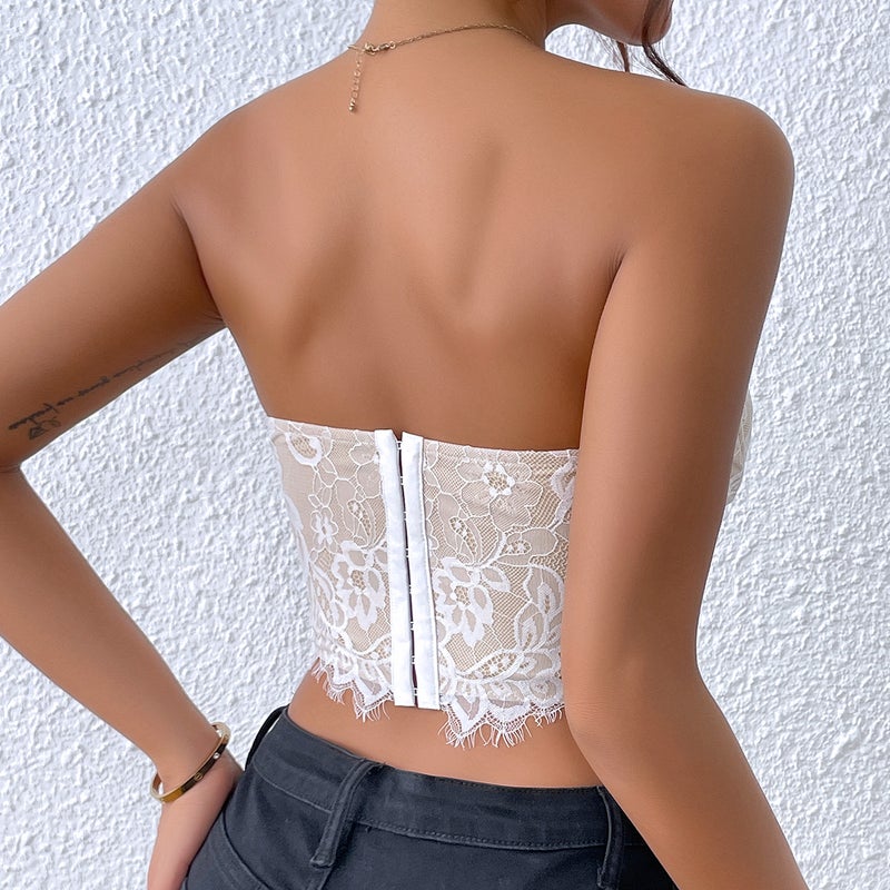 Clothing Tops -Selling Lace Eyelashes Flower High-End Inner Tube Top 11075 - Image 5