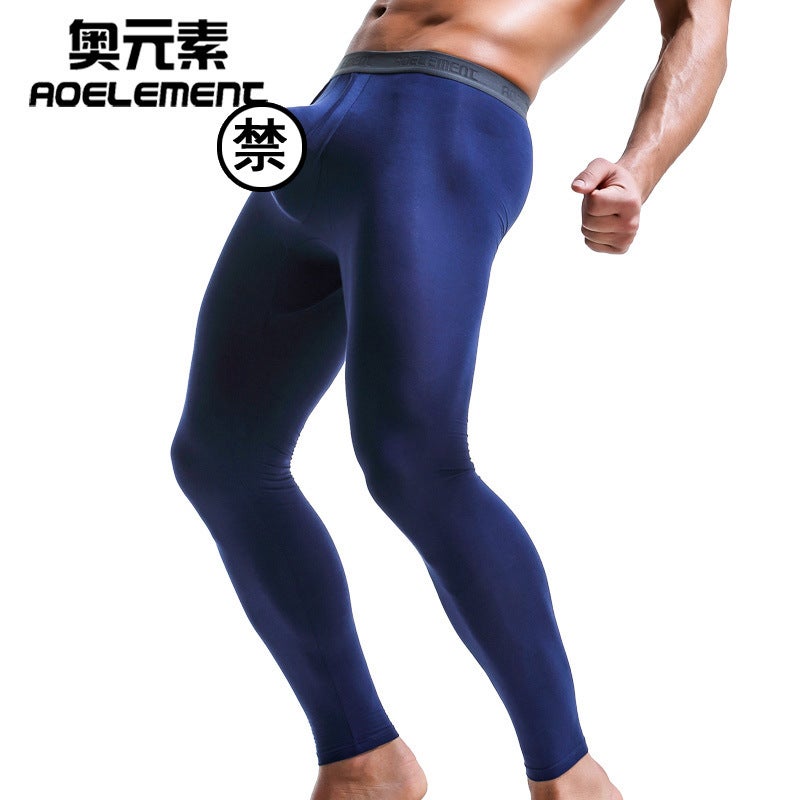 Bullet Mens Autumn Pants Separated Single Piece Scrotum Pants Thin Line Pants Tight Warm Pants Underpants Young Mens Leggings sapphire blue  - Image 1