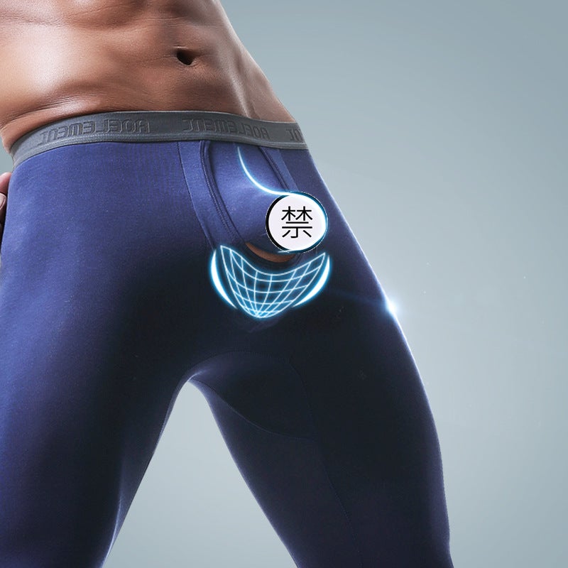 Bullet Mens Autumn Pants Separated Single Piece Scrotum Pants Thin Line Pants Tight Warm Pants Underpants Young Mens Leggings sapphire blue  - Image 5