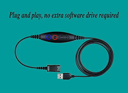daily headset QD USB Phone Headset Adapter Cable Compatible with Plantronics Quick Connect Volume & Mic Controls - Image 3