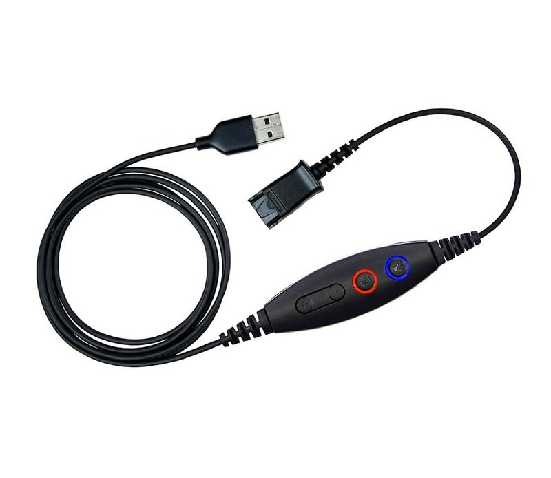 daily headset QD USB Phone Headset Adapter Cable Compatible with Plantronics Quick Connect Volume & Mic Controls - Image 1