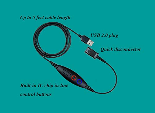 daily headset QD USB Phone Headset Adapter Cable Compatible with Plantronics Quick Connect Volume & Mic Controls - Image 2