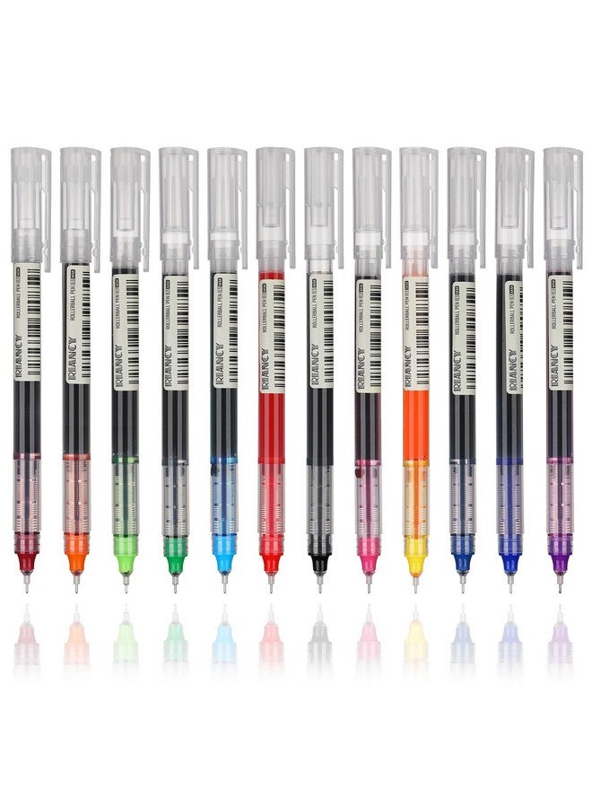 RIANCY Liquid Ink Rollerball Pens Multicolored 0.5Mm Extra Fine Point Tip Rolling Roller Ball Pen 12 Assorted Colors Gel Pens Forjournaling Smooth Writing Office Stationery Art Supplies - Image 1