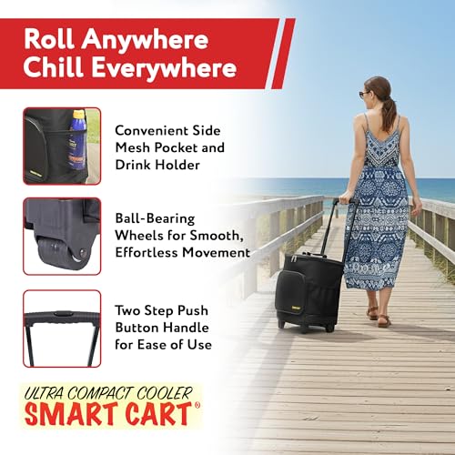 dbest products Ultra Compact Cooler Smart Cart with Wheels - Collapsible Insulated Cooler Bag - Foldable Travel Cooler 36 Cans - Leak Proof Trolley - Black - Image 5