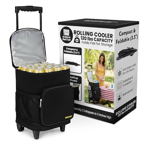 dbest products Ultra Compact Cooler Smart Cart with Wheels - Collapsible Insulated Cooler Bag - Foldable Travel Cooler 36 Cans - Leak Proof Trolley - Black - Image 1