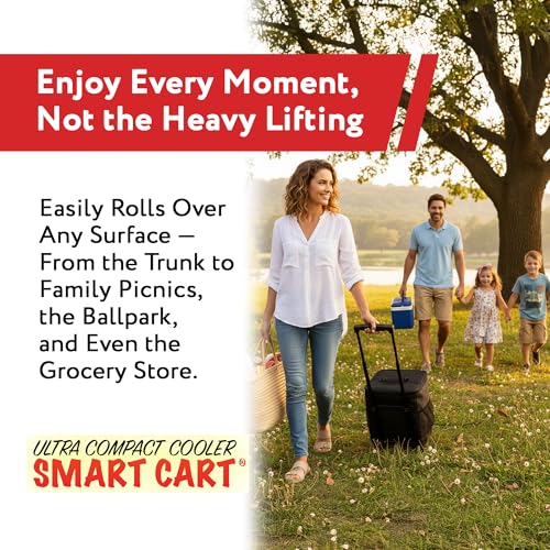 dbest products Ultra Compact Cooler Smart Cart with Wheels - Collapsible Insulated Cooler Bag - Foldable Travel Cooler 36 Cans - Leak Proof Trolley - Black - Image 3