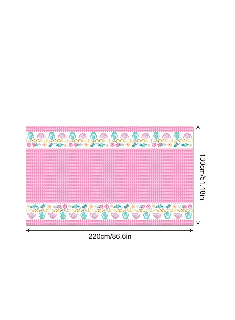 ThePartyPopper Elegant Floral Tea Party Plastic Table Cover for Kids and Adults Party Supplies - Image 2