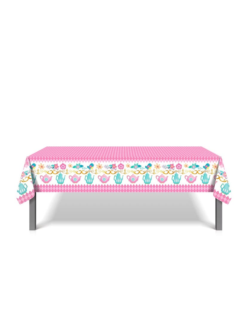 ThePartyPopper Elegant Floral Tea Party Plastic Table Cover for Kids and Adults Party Supplies - Image 3