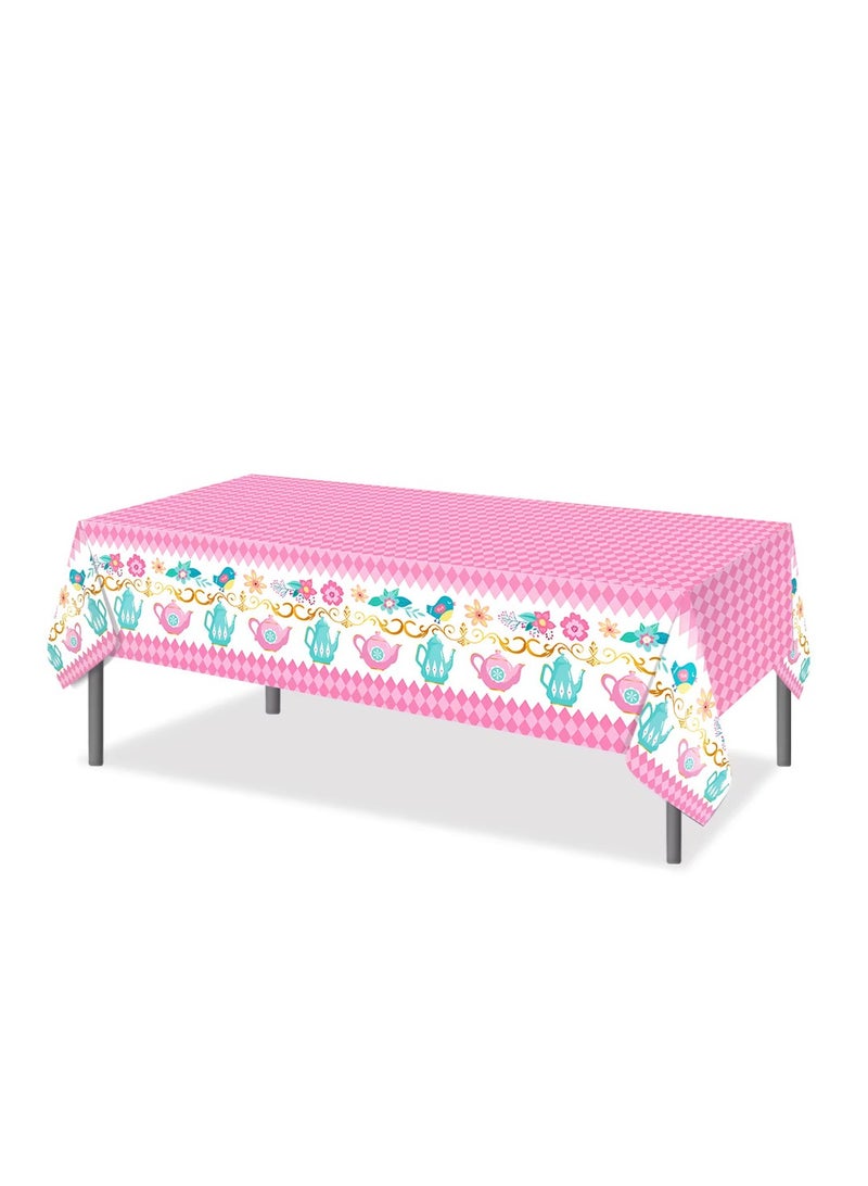 ThePartyPopper Elegant Floral Tea Party Plastic Table Cover for Kids and Adults Party Supplies - Image 4