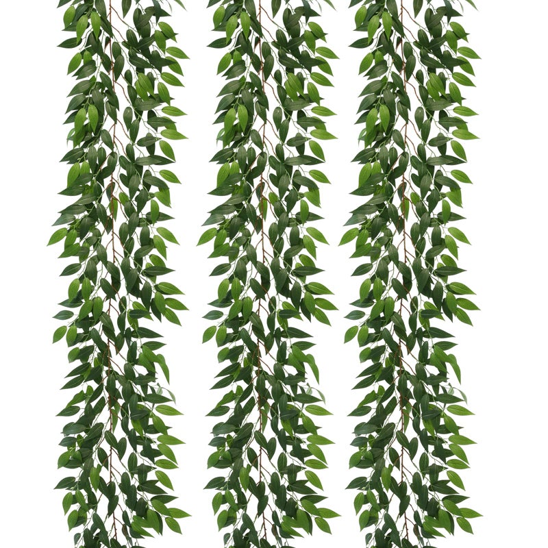 dallisten 3 Strands Italian Ruscus Artificial Vines 73 Silk Vine Garland with Green Leaves Fake Hanging Plants Greenery Decor for Home Bedroom Wall Party Wedding Decoration