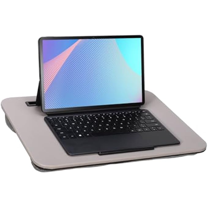 rayihni LAP DESK, PORTABLE LAPTOP DESK FITS UP TO 16Â€Œ LAPTOPS, WITH TABLET SLOT, BUILT-IN CUSHION, GREAT FOR HOME & OFFICE,LAP DESK FOR LAPTOP,LAP DESK WITH CUSHION (GRAY, MEDIUM) - Image 1