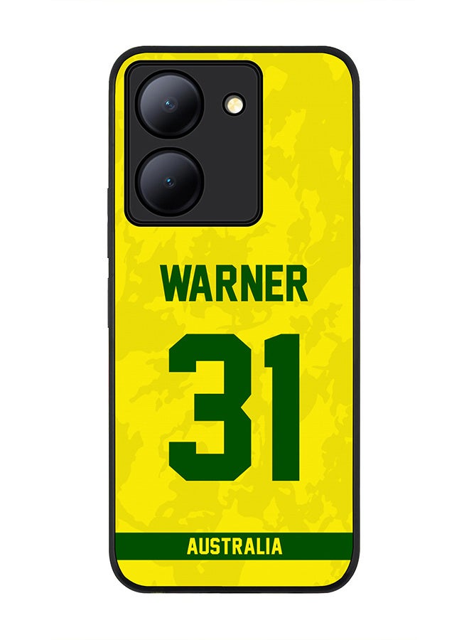 Stylizedd Rugged Black Edge case for Vivo Y36 / Vivo Y36 5G, Slim fit Soft Flexible Rubber Edges Anti Drop Cover - Team Australia David Warner, Jersey No 31 - Image 1