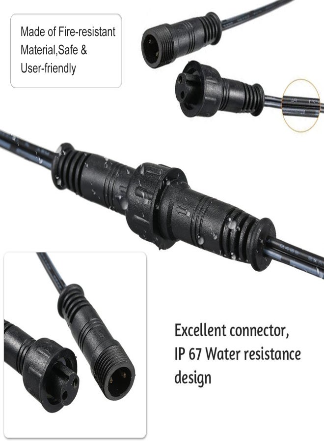 5PCS Extension Cable Wire for Deck Light 1m/39.4in Length 2 Pin Extension Cord IP67 Waterproof with Male and Female Connector for Solar Shed Pendant Lights Garden Spike Lights - Image 4