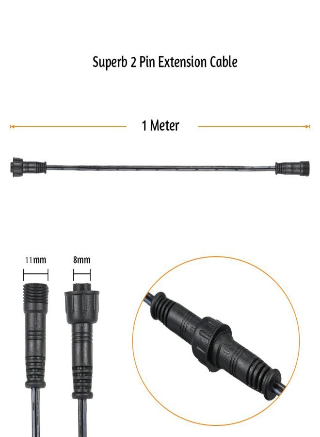 5PCS Extension Cable Wire for Deck Light 1m/39.4in Length 2 Pin Extension Cord IP67 Waterproof with Male and Female Connector for Solar Shed Pendant Lights Garden Spike Lights - Image 3