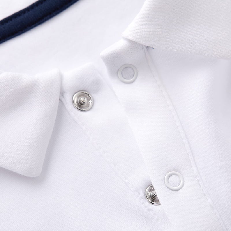 pureborn Baby Boys Polo Bodysuits Organic Cotton Bodysuit Collared Long Sleeve White 12-18 Months - Image 5