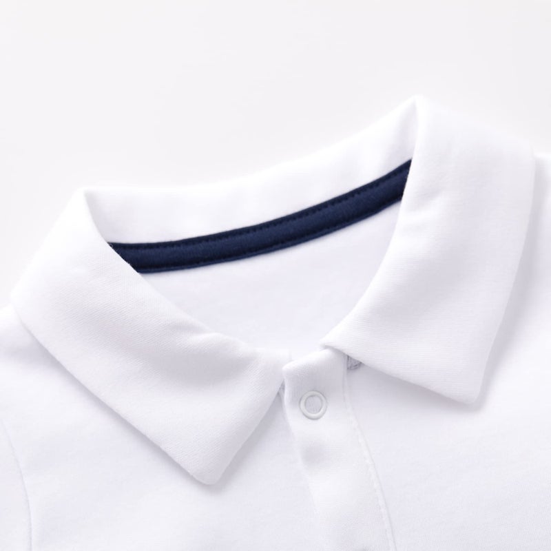 pureborn Baby Boys Polo Bodysuits Organic Cotton Bodysuit Collared Long Sleeve White 12-18 Months - Image 4