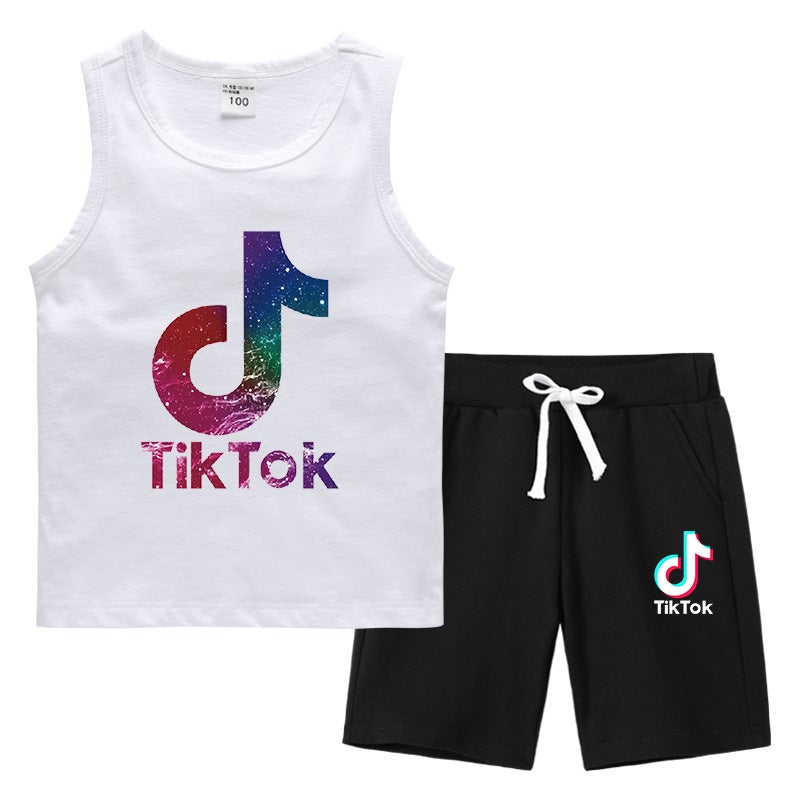 2023 Children'S Summer Vest Pants Sports Casual Base Shirt Outer Wear Thin Sleeveless Two-Piece Suit For Small And Medium-Sized Children - Image 2