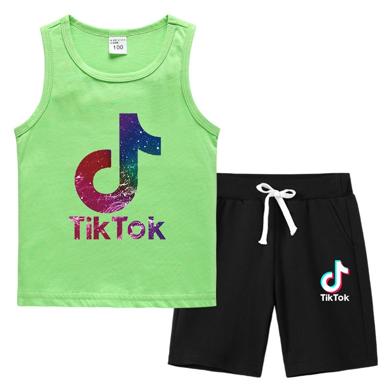 2023 Children'S Summer Vest Pants Sports Casual Base Shirt Outer Wear Thin Sleeveless Two-Piece Suit For Small And Medium-Sized Children - Image 1