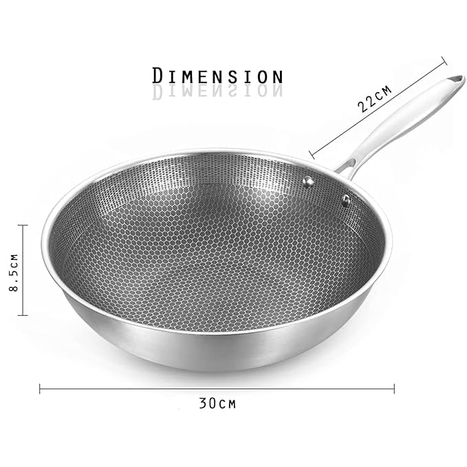 VIDORA Stainless Steel Honeycomb Frying Pan Non-Stick Pan with Stainless Steel Handle Stay Cool Non Toxic Dishwasher and Oven Safe Suitable for All Hob Types - Image 2