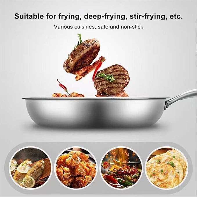 VIDORA Stainless Steel Honeycomb Frying Pan Non-Stick Pan with Stainless Steel Handle Stay Cool Non Toxic Dishwasher and Oven Safe Suitable for All Hob Types - Image 5