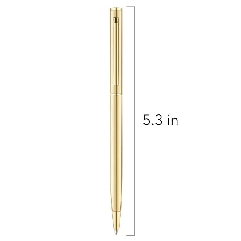 Unibene 6 Pack Gold Slim Ballpoint Pens Black ink Medium Point(1 mm), Nice Gift for Wedding Business Office Students Teachers Guest - Image 2