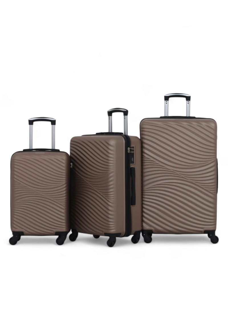 Generic AVIATOR 3 Piece Hardside Luggage Set - ABS - 360 Degree Double Trolley Case - Lightweight - PA114 - CHAMPINE  - Image 1