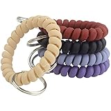 BIHRTC Pack of 5 Mix Color Plastic Coil Wrist Coil Stretch Wristband Elastic Stretchable Spiral Bracelet Key Ring Key - Image 1