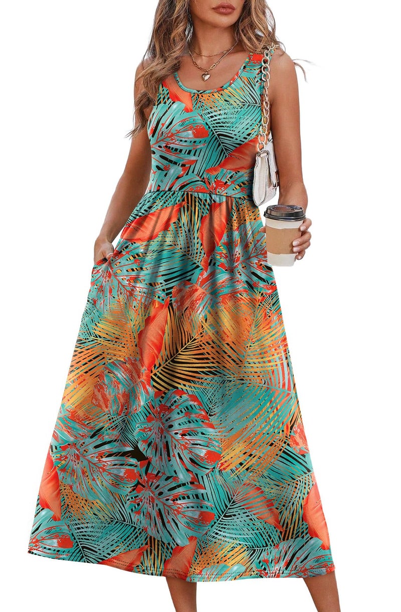 WIHOLL Summer Dresses for Women Beach Vacation Clothes Hawaiian Cruise Resort Wear Outfits 2026 Sun Dress Flowy Midi Dresses for Women Maxi Dresses Sundresses Spring Dresses Tropical Print XL - Image 1