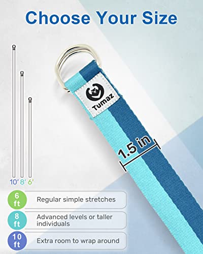 Tumaz Yoga Strap/Stretch Bands [15+ Colors, 6/8/10 Feet Options] with Extra Safe Adjustable D-Ring Buckle, Durable and Comfy Delicate Texture - Best for Daily Stretching, Physical Therapy, Fitness - Image 5