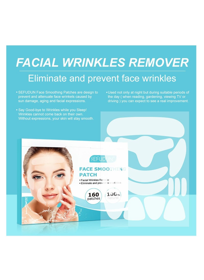 Sefudun - 160 Pieces Face Smoothing Patches, Reusable Anti Wrinkle Pads for Face, Smoothing and Reducing Wrinkles Lines around Forehead, Eyes & Mouth for Men and Women - Image 1
