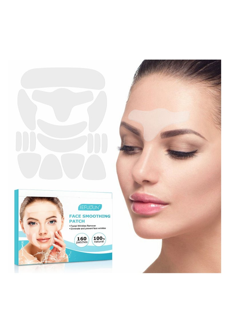 Sefudun - 160 Pieces Face Smoothing Patches, Reusable Anti Wrinkle Pads for Face, Smoothing and Reducing Wrinkles Lines around Forehead, Eyes & Mouth for Men and Women - Image 1