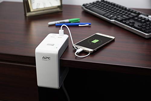 APC Desk Mount Power Station PE6U4W, U-Shaped Surge Protector with USB Ports (4), Desk Clamp, 6 Outlet, 1080 Joules , White - Image 5