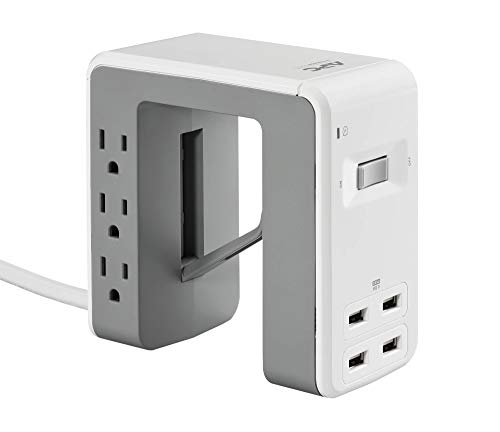 APC Desk Mount Power Station PE6U4W, U-Shaped Surge Protector with USB Ports (4), Desk Clamp, 6 Outlet, 1080 Joules , White - Image 3