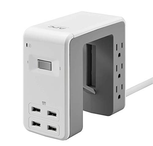APC Desk Mount Power Station PE6U4W, U-Shaped Surge Protector with USB Ports (4), Desk Clamp, 6 Outlet, 1080 Joules , White - Image 1