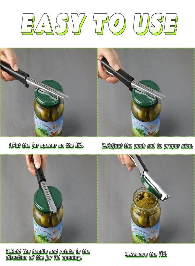 فتاحة برطمانات أورانجاروس - فتاحة برطمانات قابلة للتعديل من الفولاذ المقاوم للصدأ 2 في 1 لكبار السن المصابين بالتهاب المفاصل - مجموعة فتاحة أغطية وزجاجات مع وسادة مانعة للانزلاق - Image 4